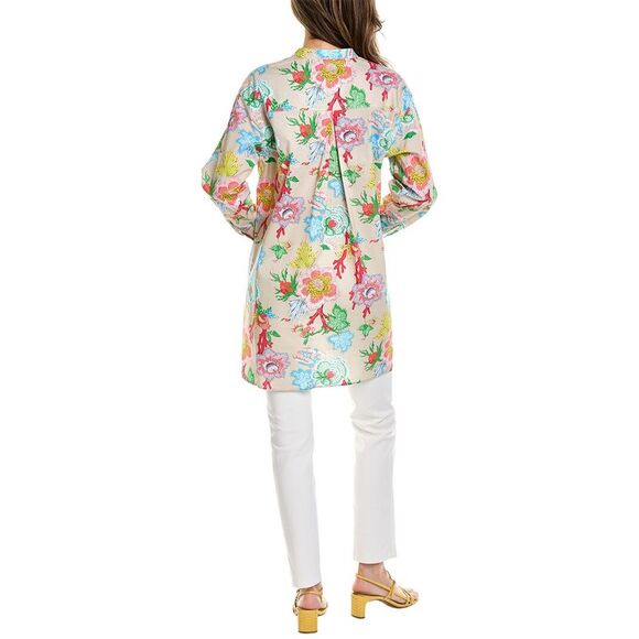 Natori Womens Amanpulo Printed Poplin Top, White - Picture 2 of 3